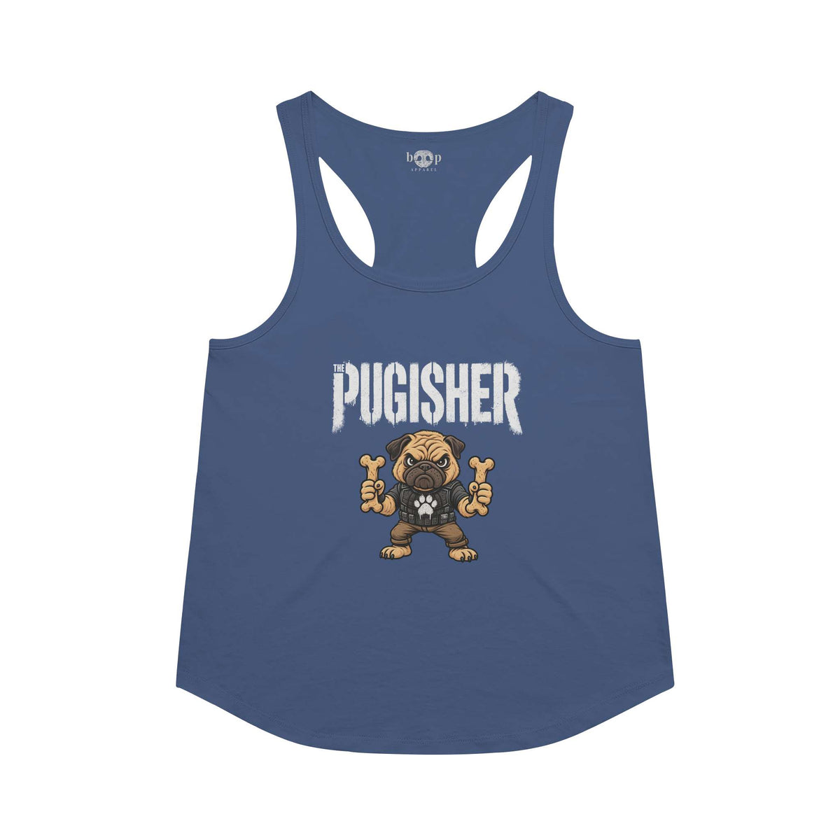 Pugisher Racerback Tank in Vintage Royal