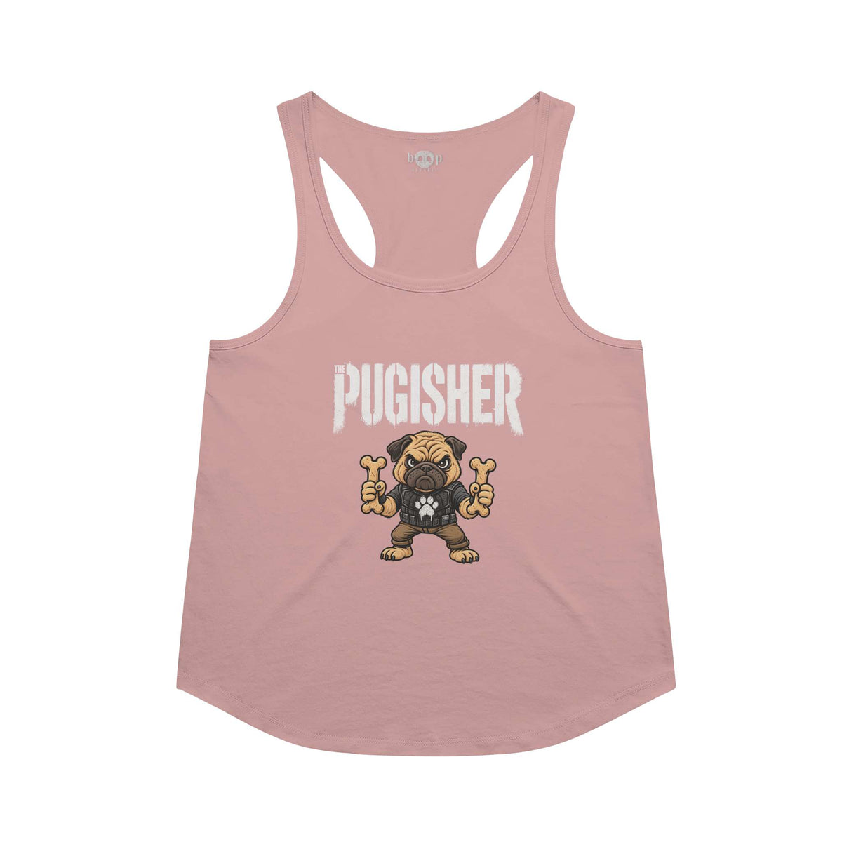 Pugisher Racerback Tank in Desert Pink