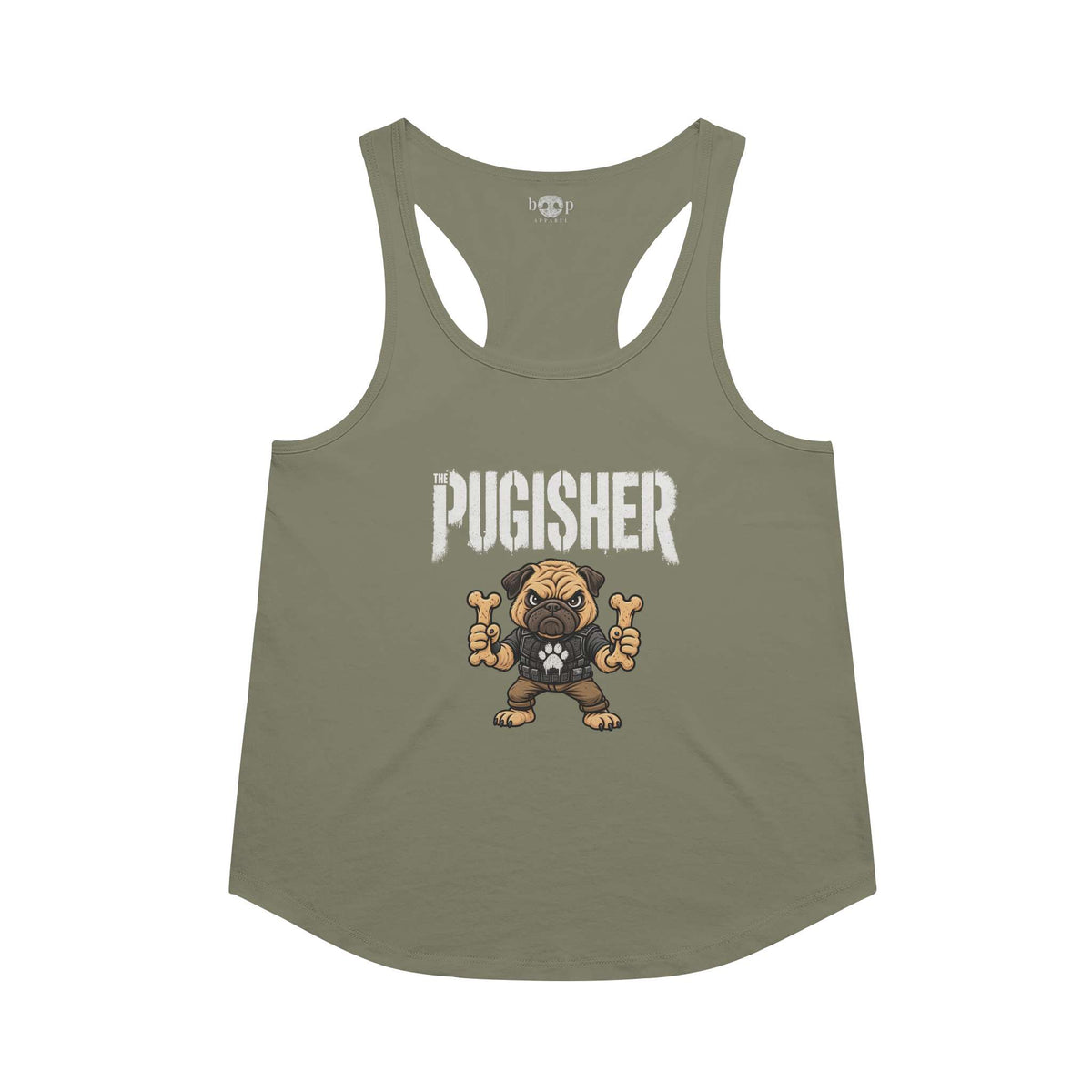Pugisher Racerback Tank in Military Green