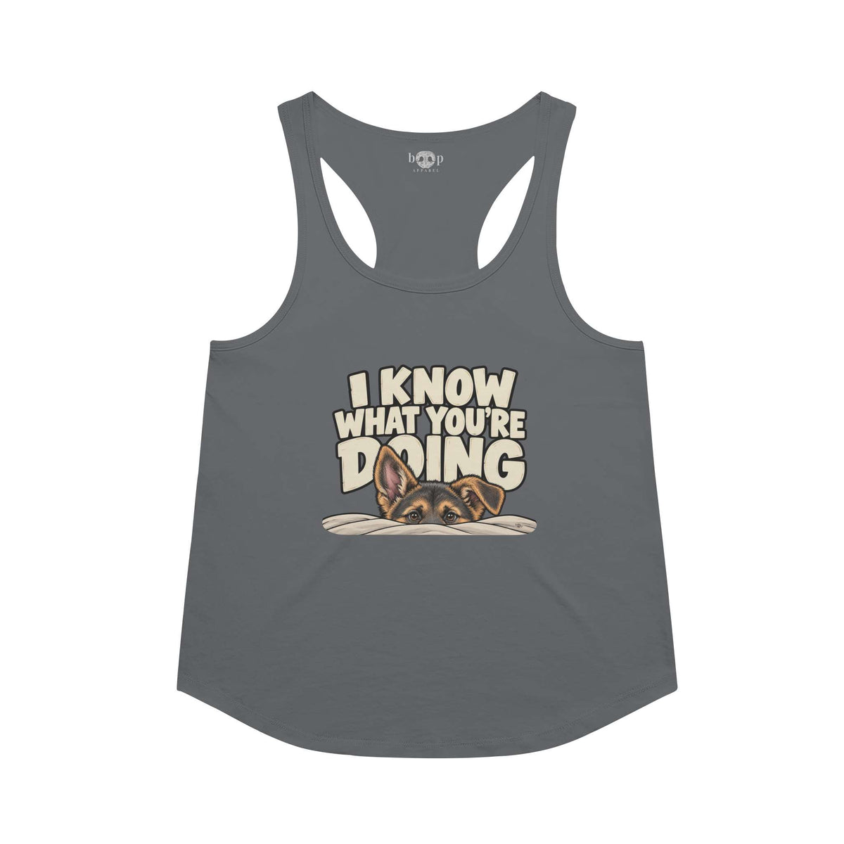 I Know What You're Doing Racerback Tank in Indigo