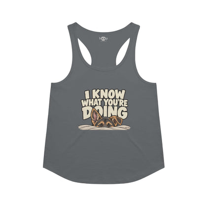 I Know What You're Doing Racerback Tank in Indigo