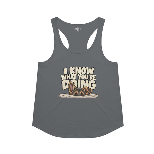 I Know What You're Doing Racerback Tank in Indigo