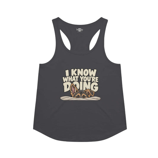 I Know What You're Doing Racerback Tank in Vintage Black