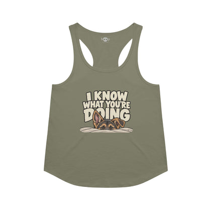 I Know What You're Doing Racerback Tank in Military Green