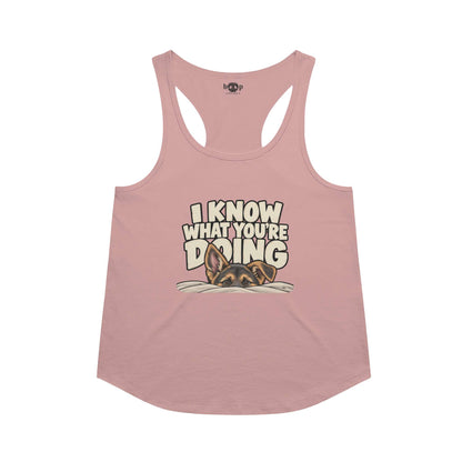 I Know What You're Doing Racerback Tank in Desert Pink