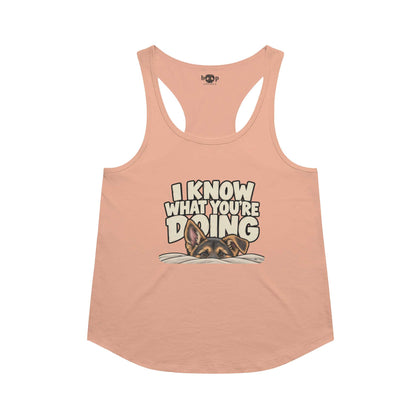 I Know What You're Doing Racerback Tank in Vintage Light Orange
