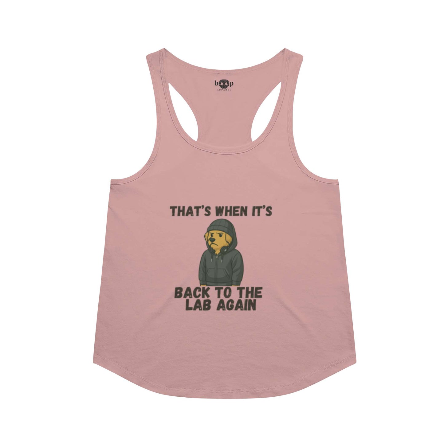 Funny dog owner t-shirt with sarcastic humor -Back to the Lab Again - Racerback Tank