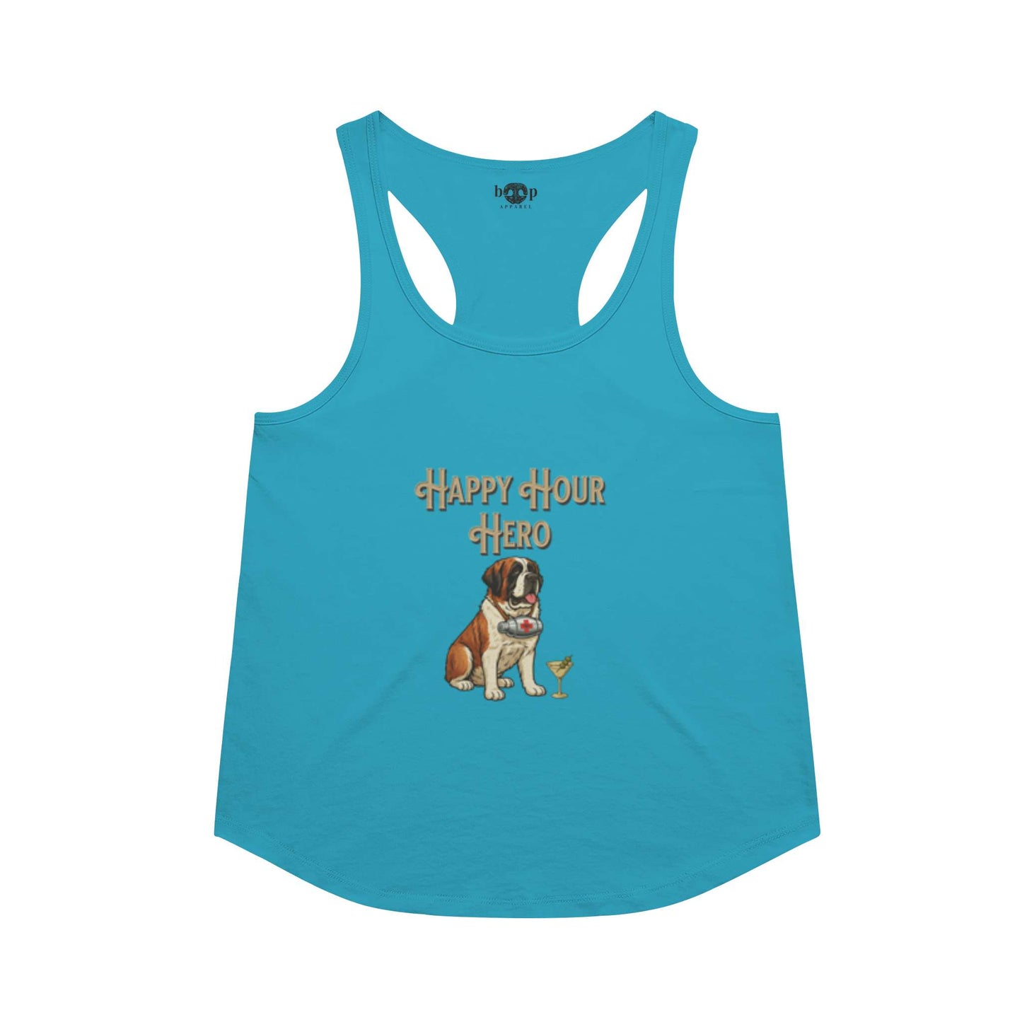 Funny dog owner t-shirt with sarcastic humor -Happy Hour Hero - Racerback Tank