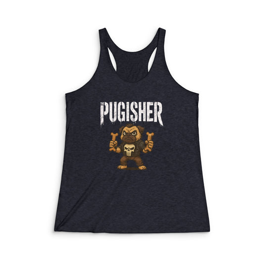 Pugisher - Women's Tri-Blend Racerback Tank