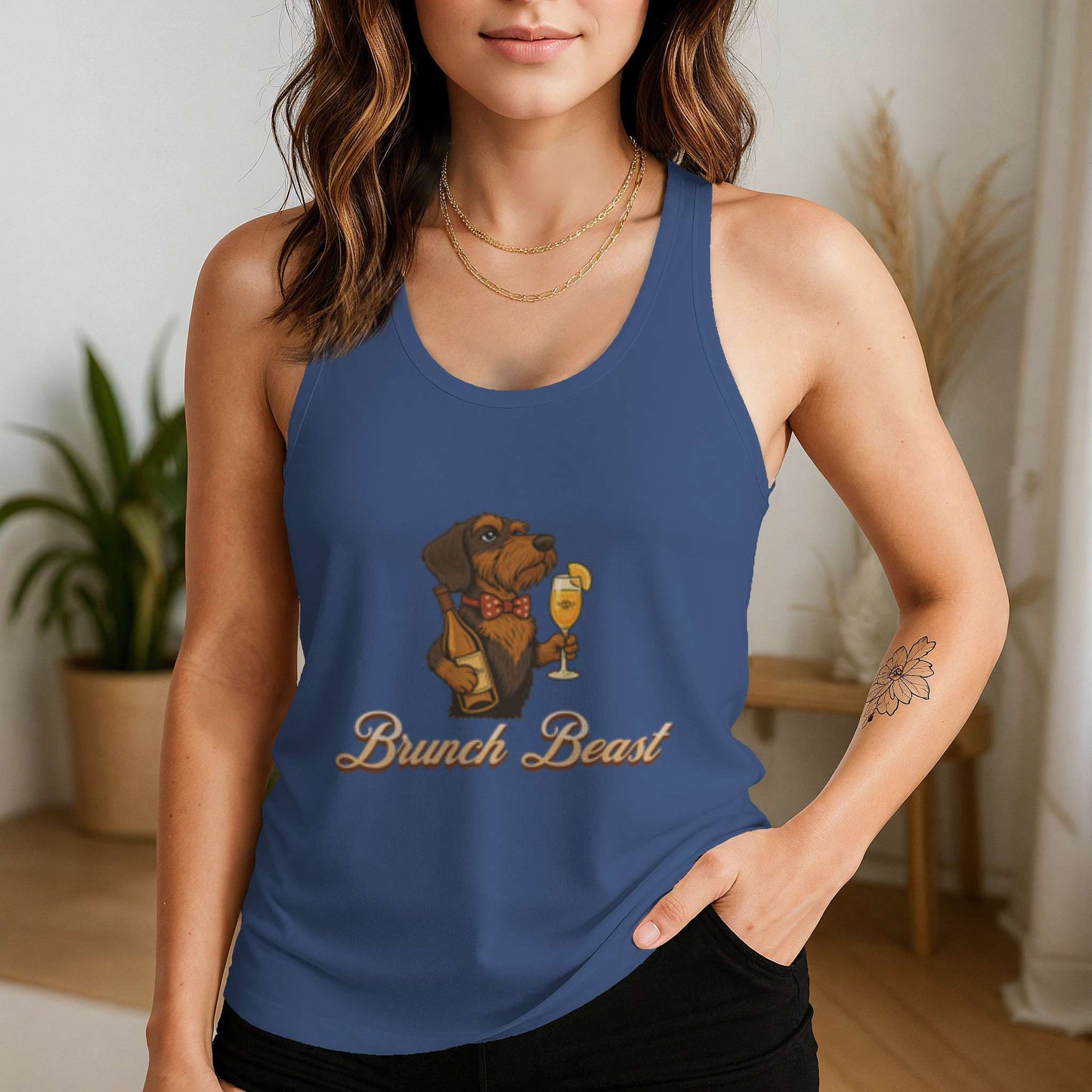 Funny dog owner t-shirt with sarcastic humor -Brunch Beast - Racerback Tank