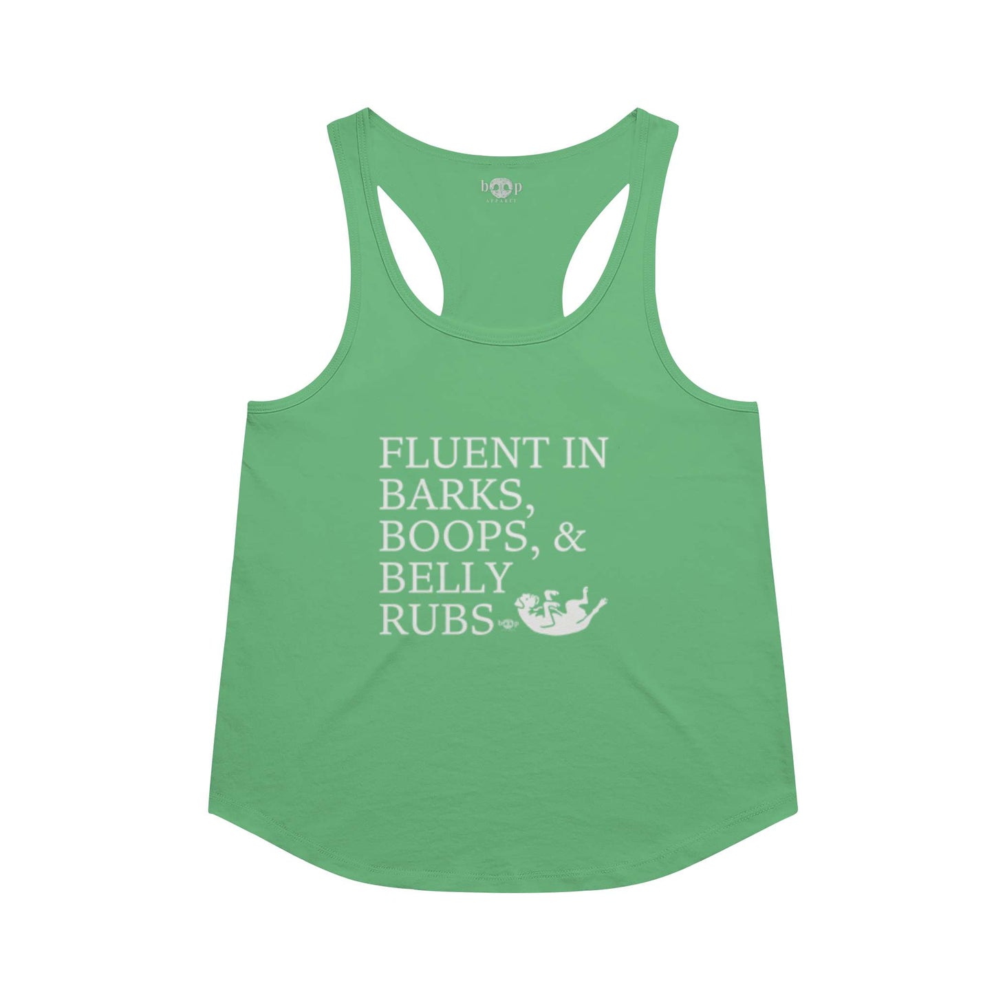 Funny dog owner t-shirt with sarcastic humor -Trilingual - Racerback Tank