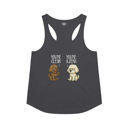 Funny dog owner t-shirt with sarcastic humor -Clean and Jerk - Racerback Tank