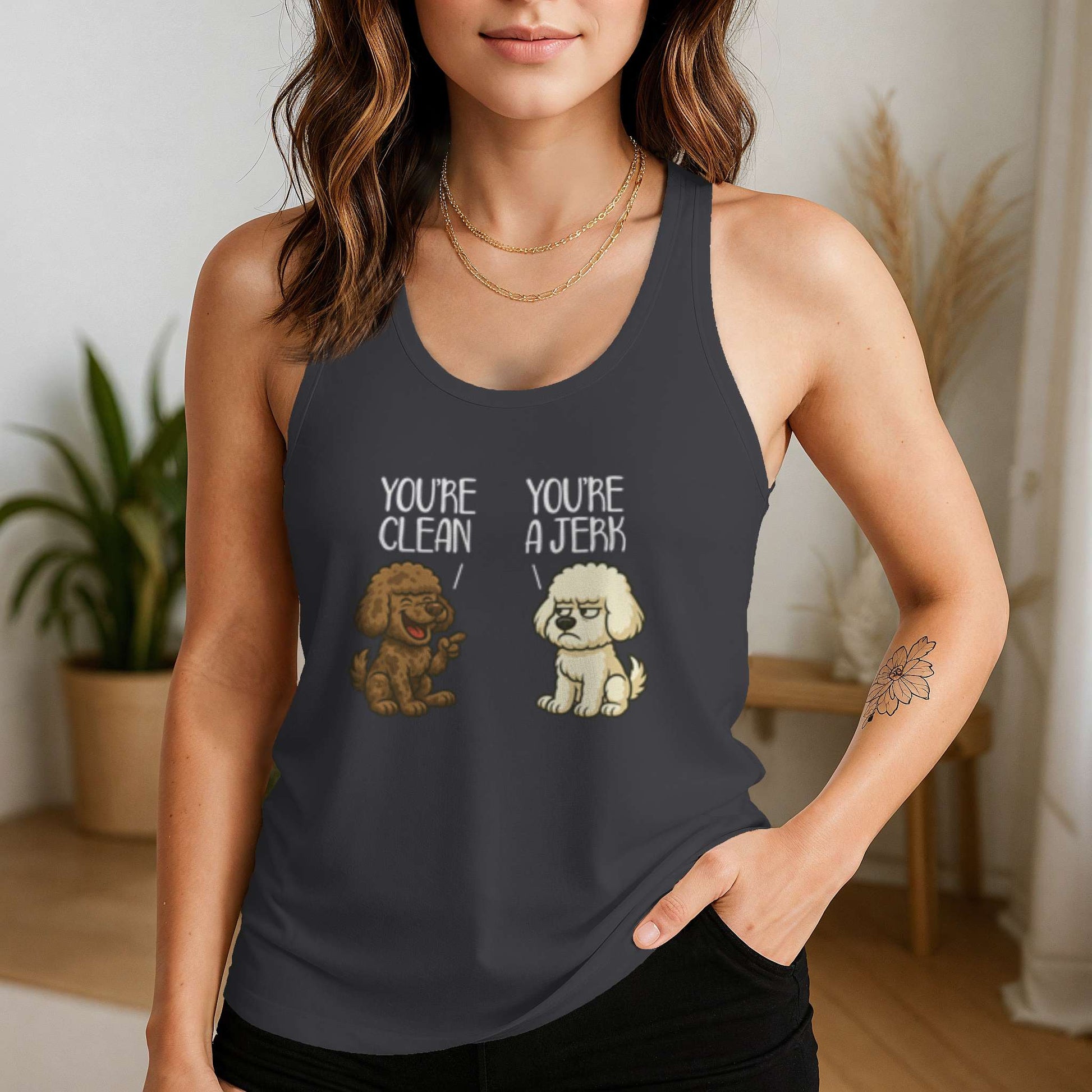 Funny dog owner t-shirt with sarcastic humor -Clean and Jerk - Racerback Tank
