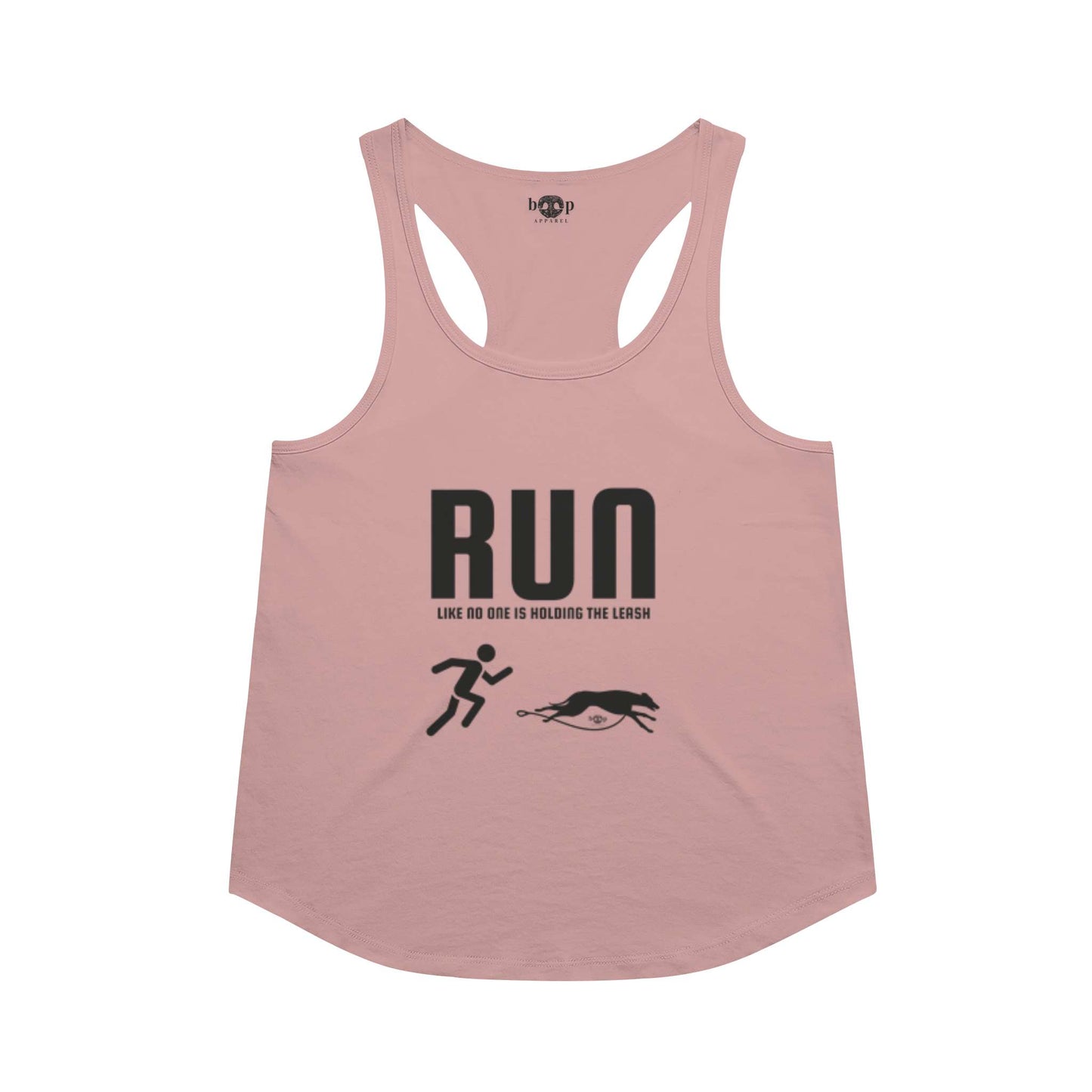 Funny dog owner t-shirt with sarcastic humor -Run Unleashed - Racerback Tank