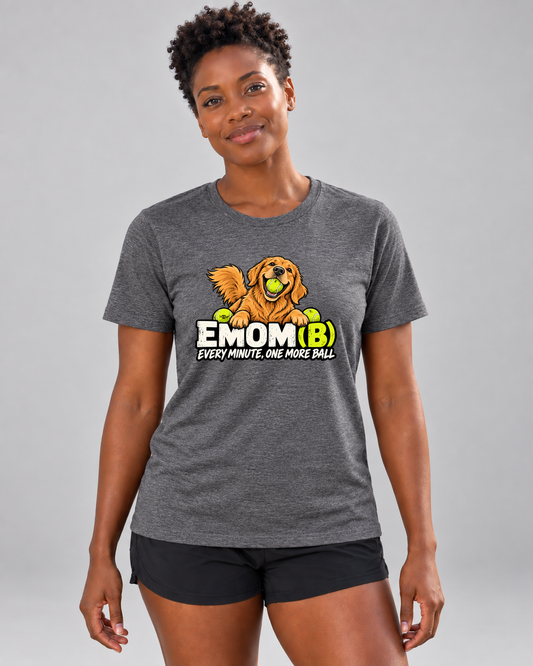 Brandy wearing EMOM(B) Everyday T in Dark Grey Heather