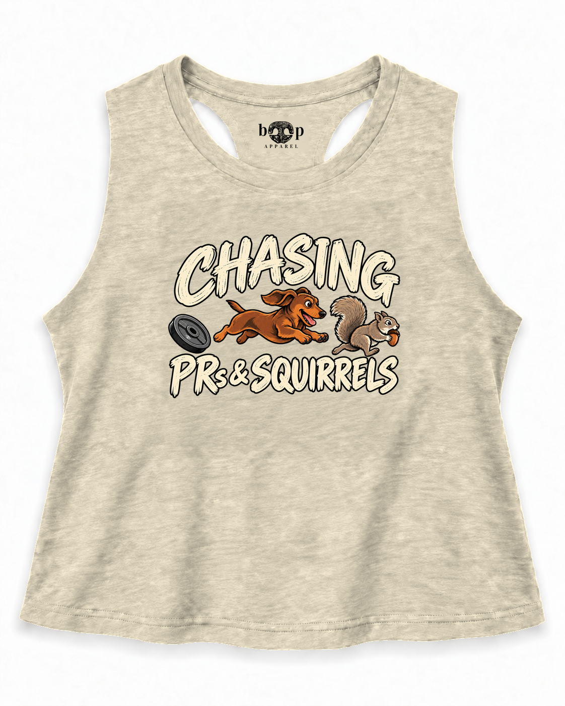Chasing PRs and Squirrels Crop Tank — Heather French Vanilla