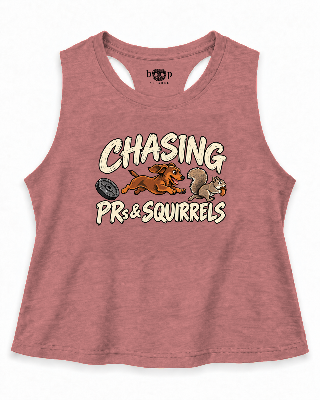 Chasing PRs and Squirrels Crop Tank — Heather Mauve