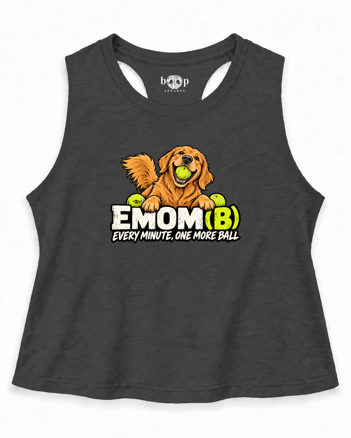 EMOM(B) crop tank — Dark Grey Heather