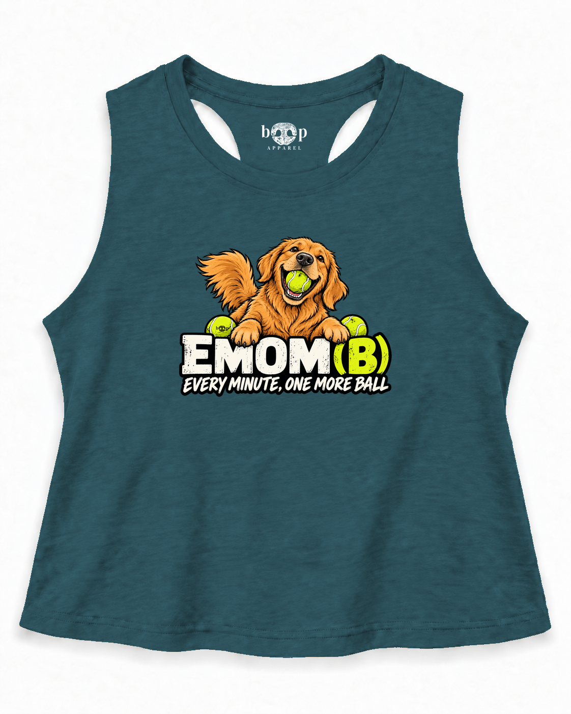 EMOM(B) crop tank — Heather Deep Teal