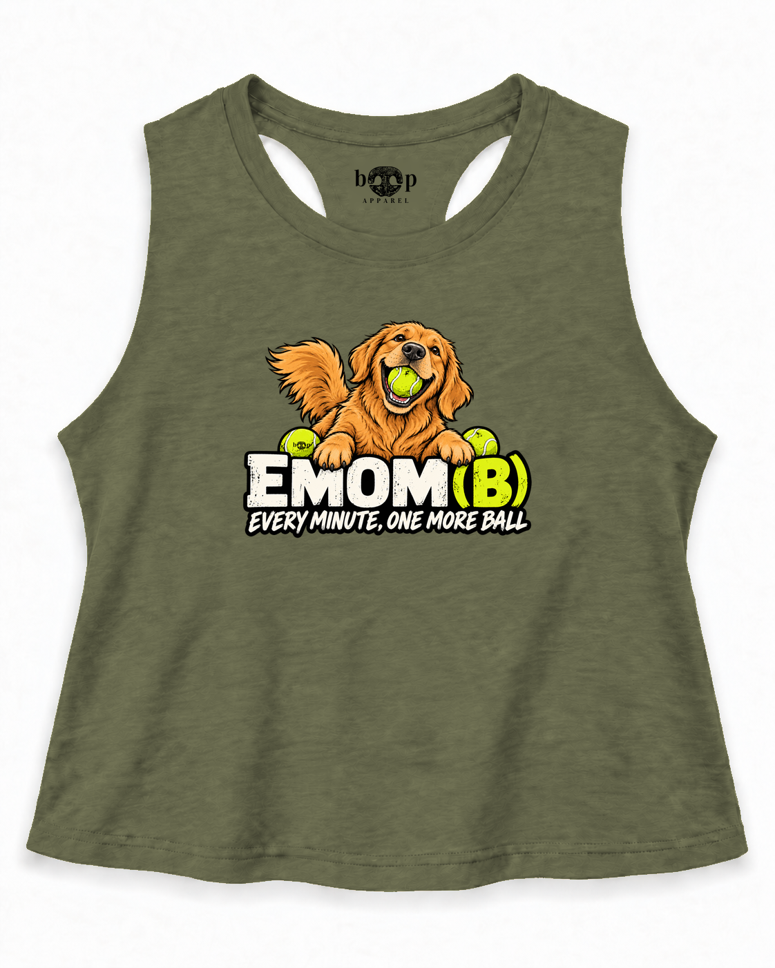 EMOM(B) crop tank — Heather Olive