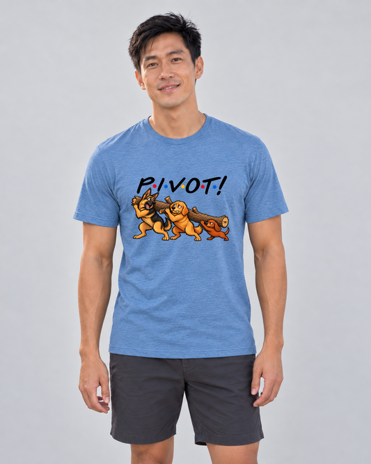 Finn wearing Pivot 2.0 Everyday T in Heather Columbia Blue