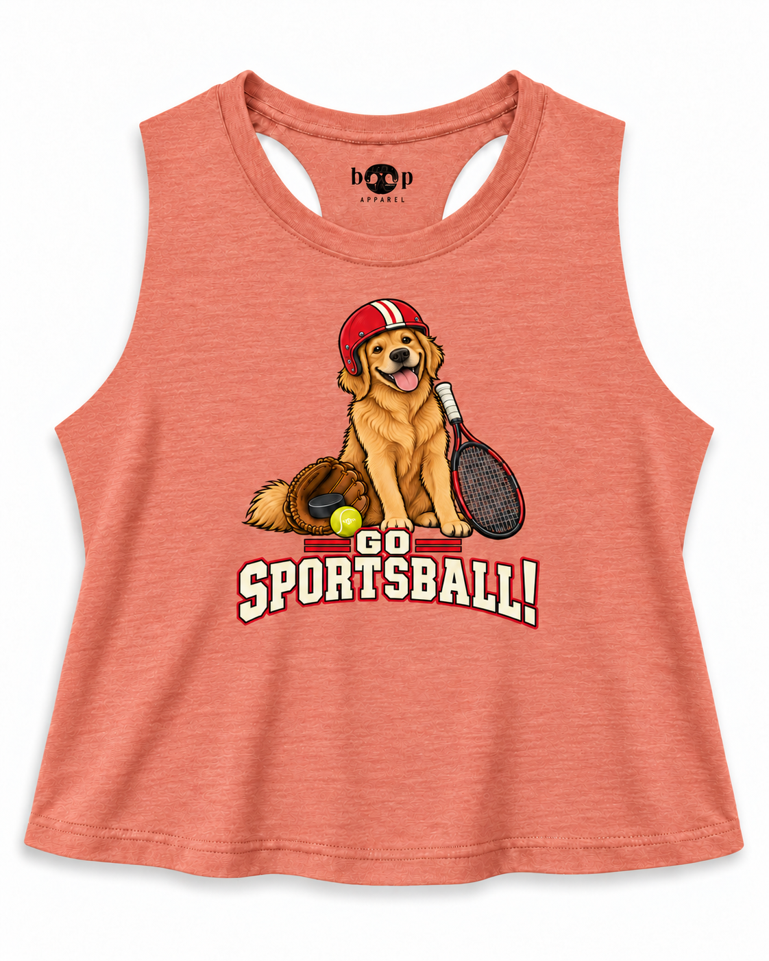 Go Sportsball crop tank — Heather Sunset flat