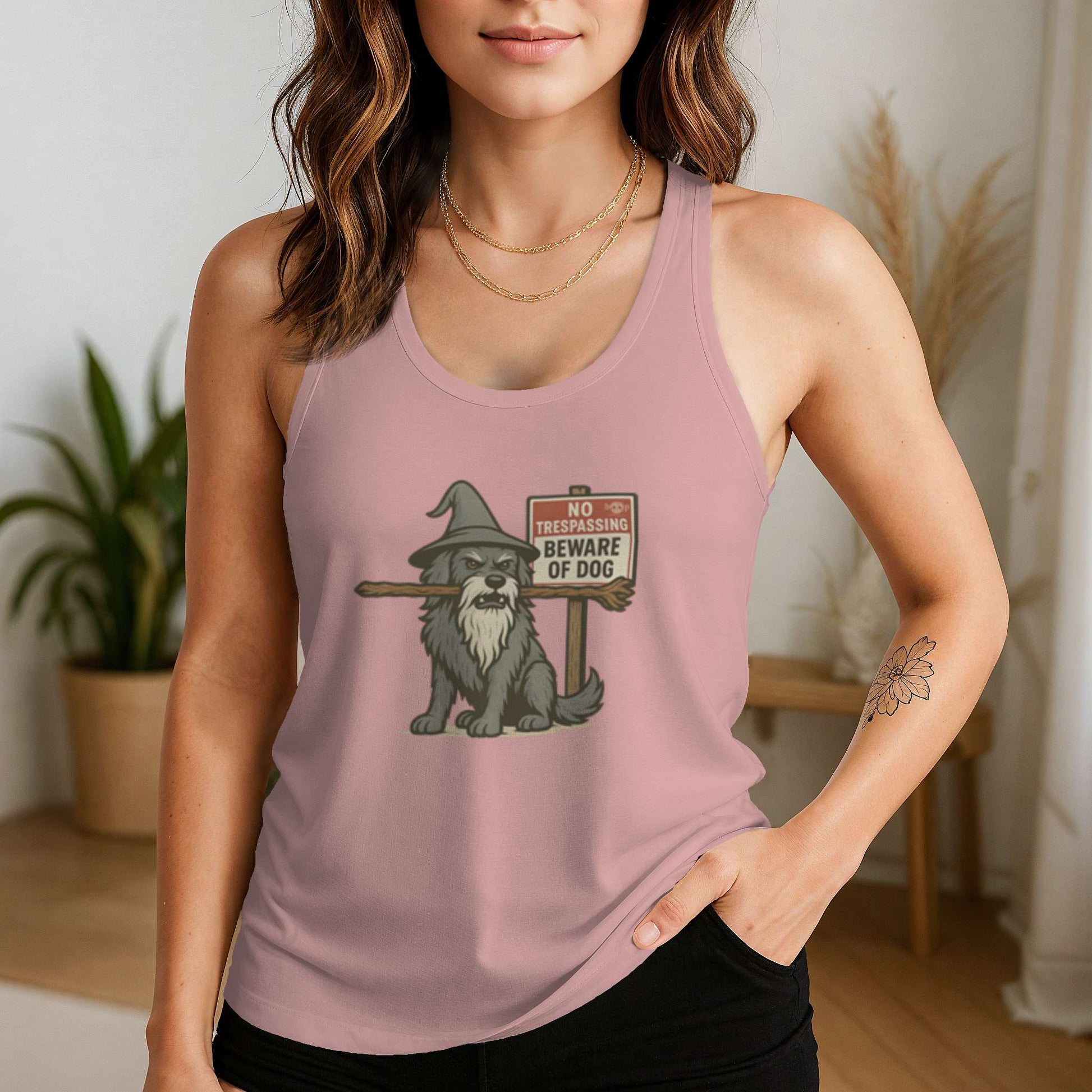 Funny dog owner t-shirt with sarcastic humor -You Shall Not Pass - Racerback Tank