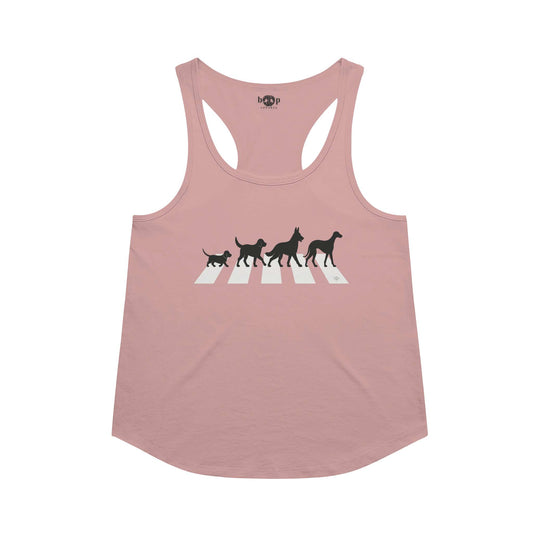 All You Need Is Dogs racerback tank in Desert Pink