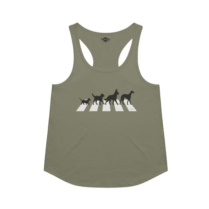 All You Need Is Dogs racerback tank in military green