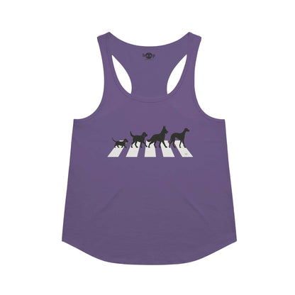 All You Need Is Dogs racerback tank in Purple Rush