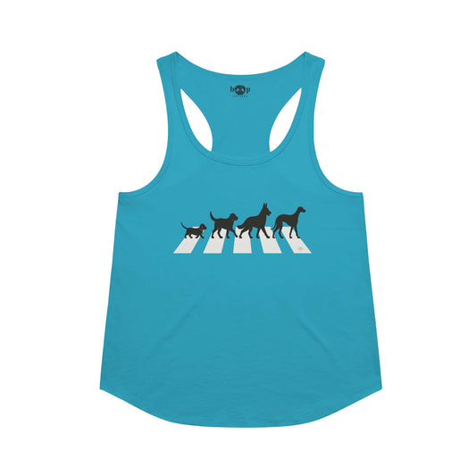 All You Need Is Dogs racerback tank in Vintage Turquoise