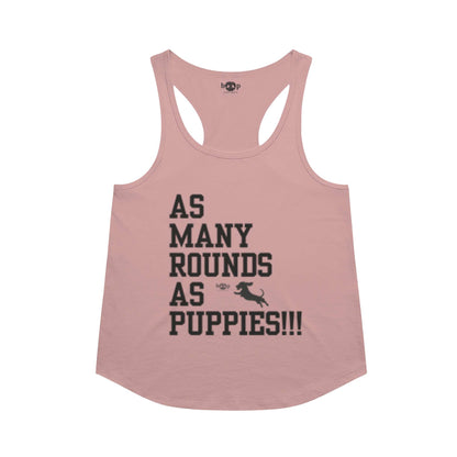 AMRAPuppies racerback tank in Desert Pink