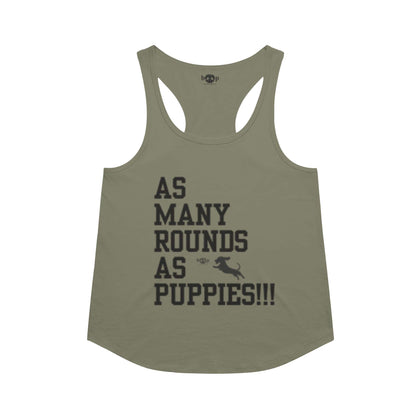 AMRAPuppies racerback tank in military green