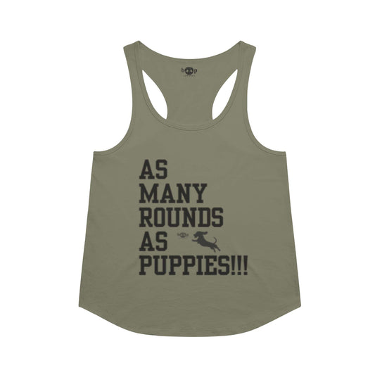 AMRAPuppies racerback tank in military green