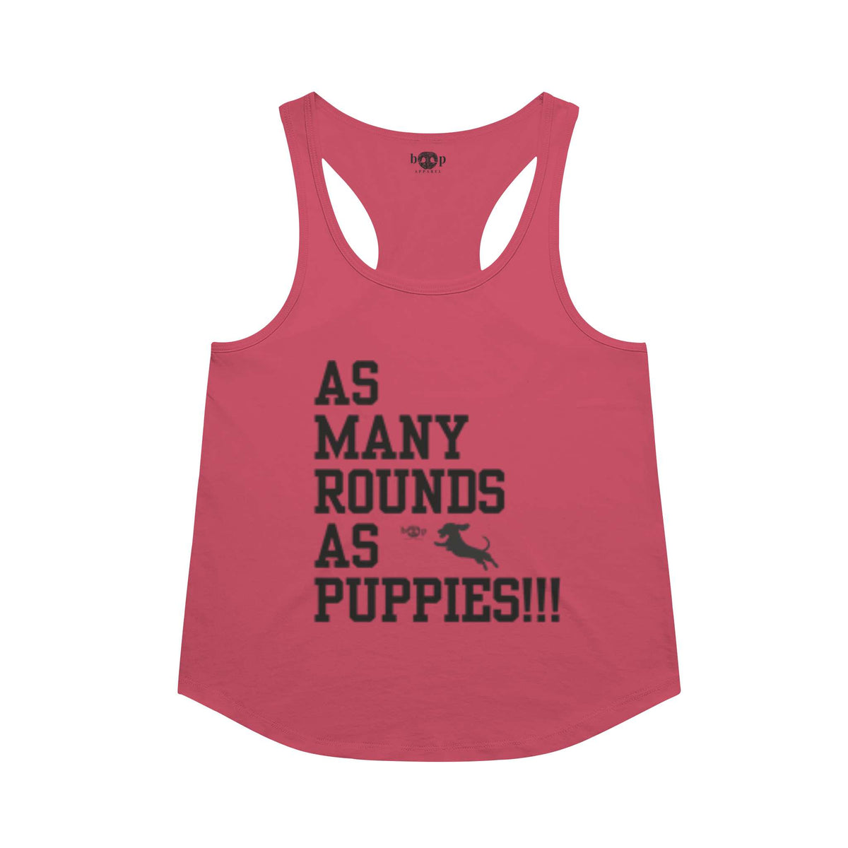 AMRAPuppies racerback tank in Vintage Red