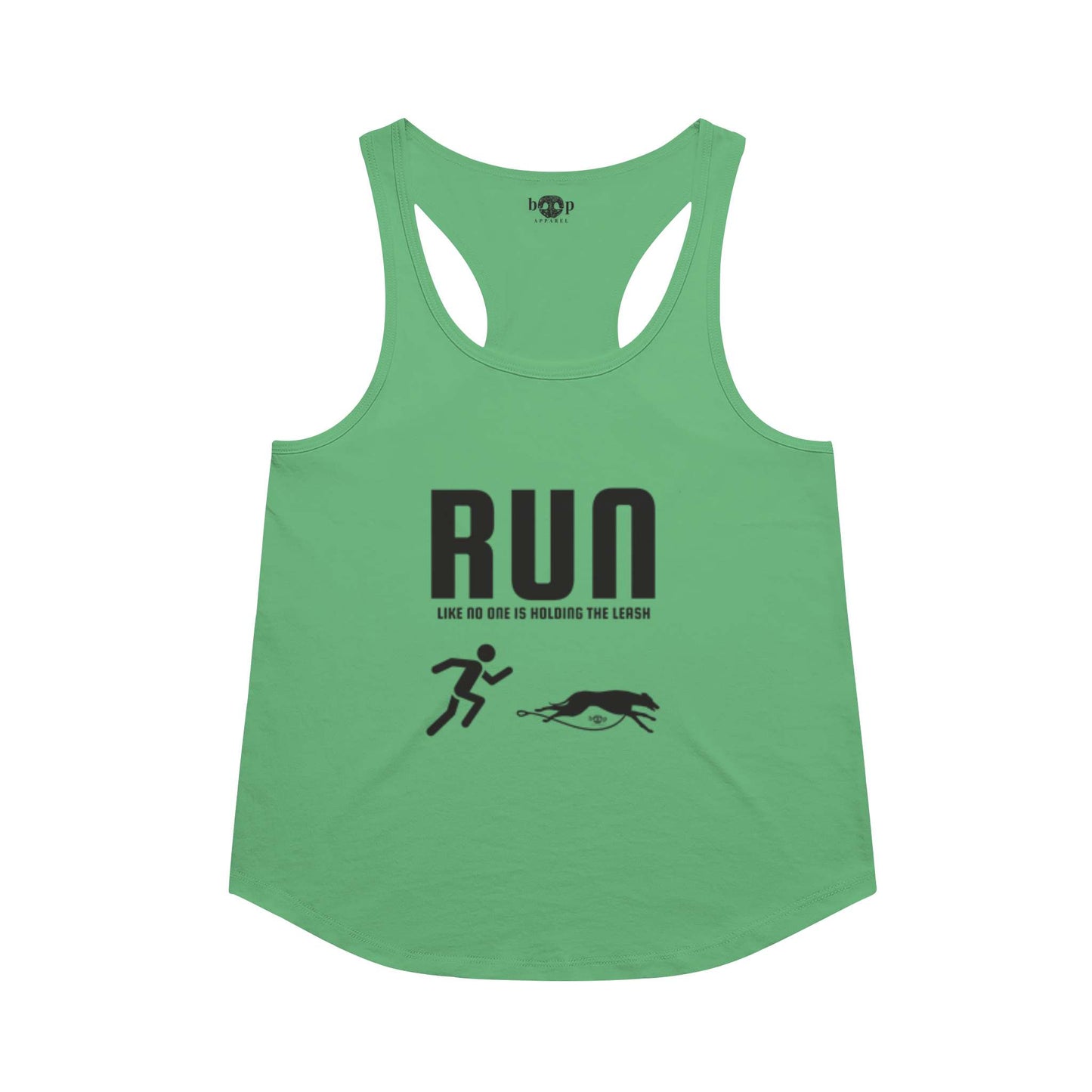Funny dog owner t-shirt with sarcastic humor -Run Unleashed - Racerback Tank
