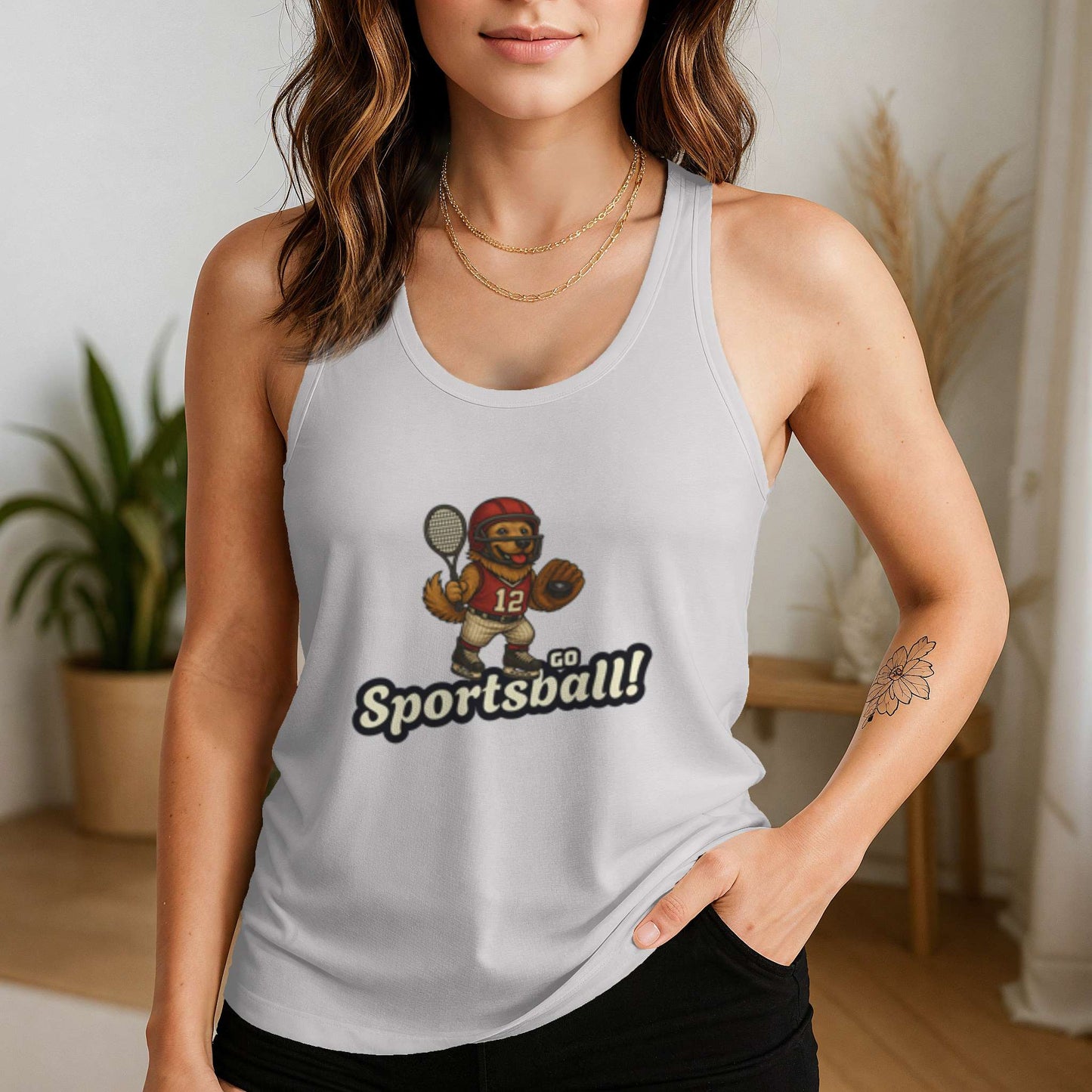 Funny dog owner t-shirt with sarcastic humor -Go Sportsball - Racerback Tank