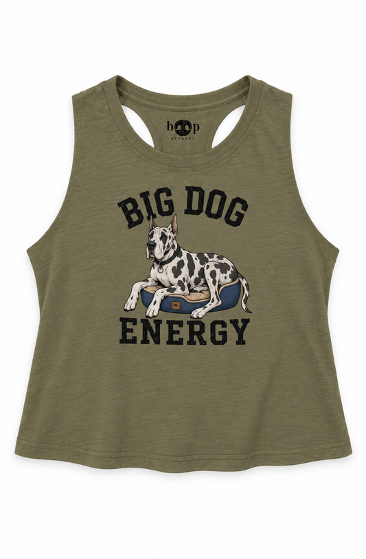 Big Dog Energy crop tank — Heather Olive