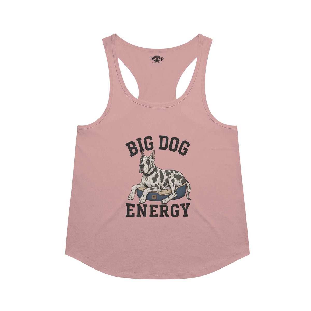 Big Dog Energy racerback tank in Desert Pink