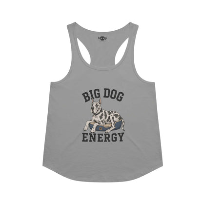 Big Dog Energy racerback tank in Premium Heather