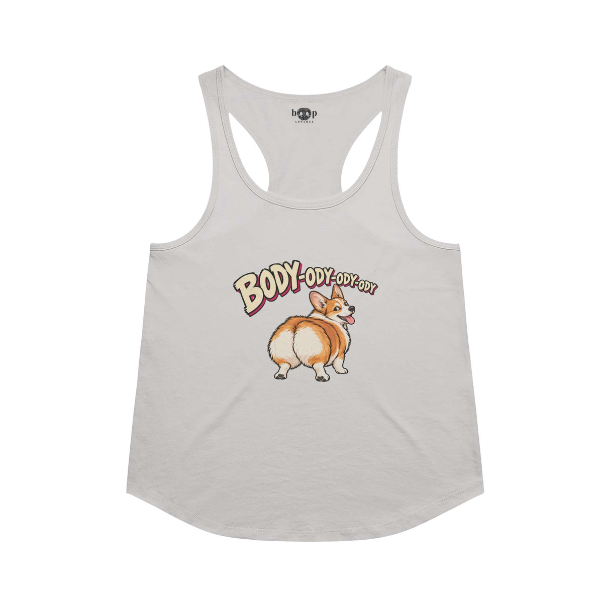 Body-ody racerback tank in Heather White
