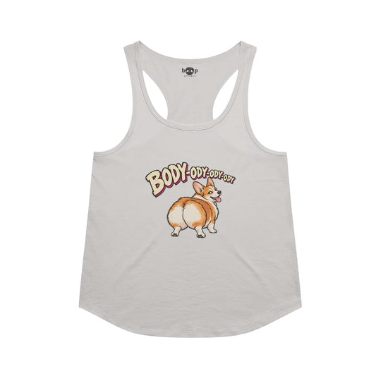 Body-ody racerback tank in Heather White