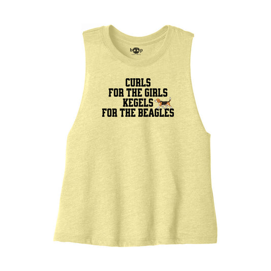 Kegels for the Beagles Bella+Canvas 6682 crop tank flatlay in Heather French Vanilla — front