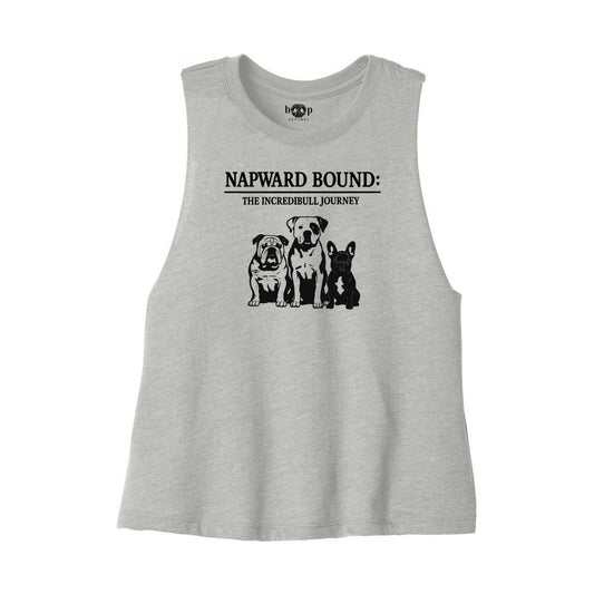 Napward Bound Bella+Canvas 6682 crop tank flatlay in Athletic Heather — front