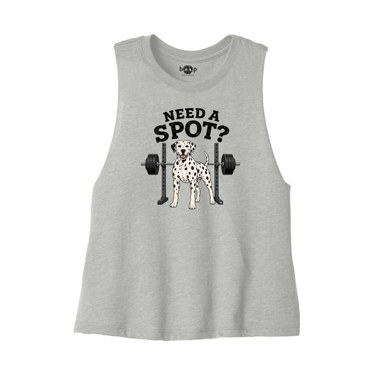 Need a Spot Bella+Canvas 6682 crop tank flatlay in Athletic Heather — front