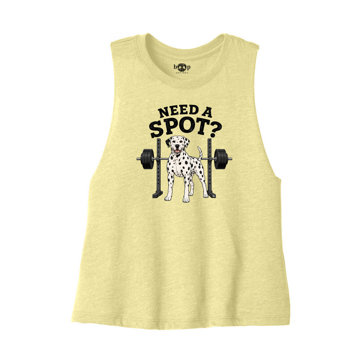 Need a Spot Bella+Canvas 6682 crop tank flatlay in Heather French Vanilla — front