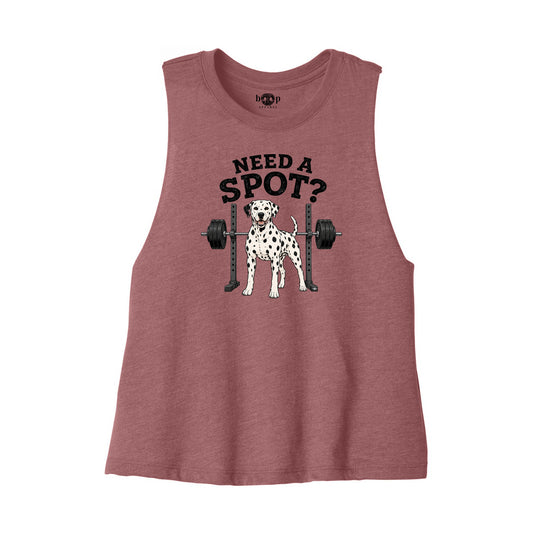 Need a Spot Bella+Canvas 6682 crop tank flatlay in Heather Mauve — front