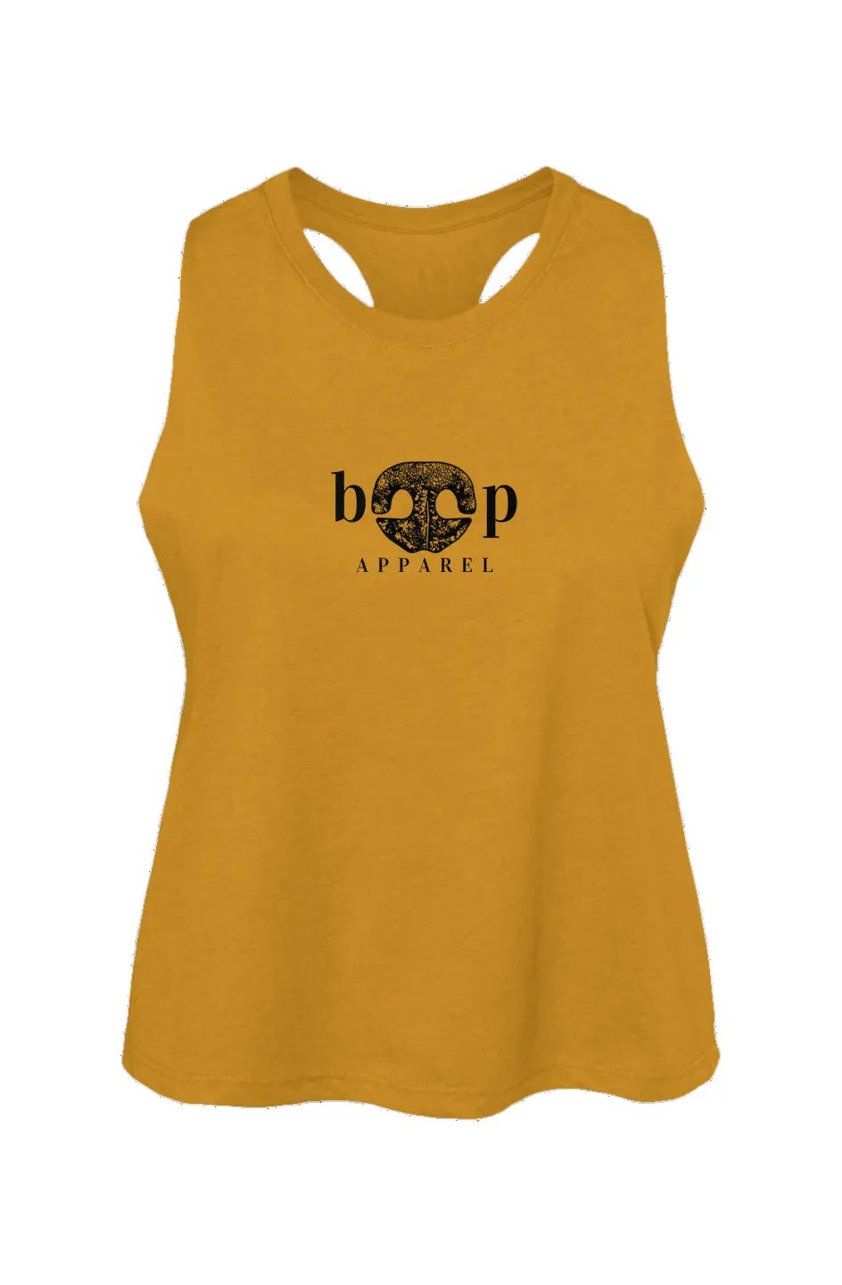 Boop Apparel Logo crop tank in Heather Mustard