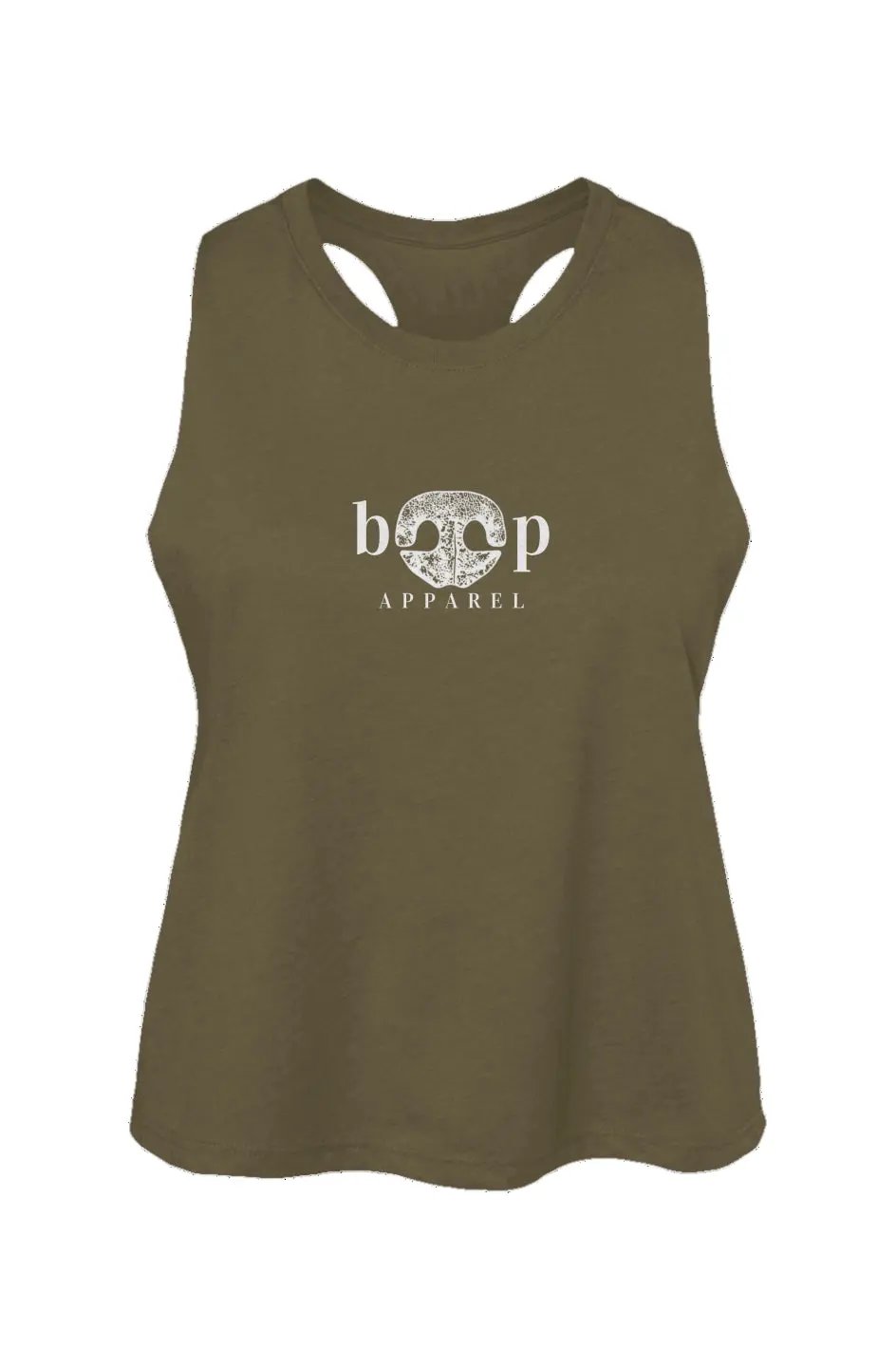Boop Apparel Logo crop tank in Heather Olive