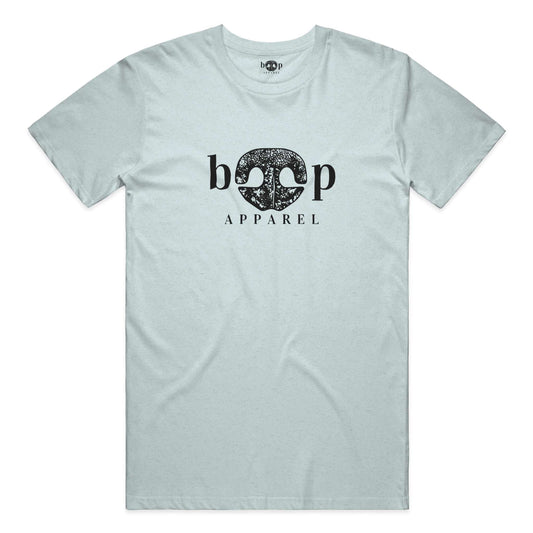 Boop Apparel Logo performance t in Ice Blue Triblend